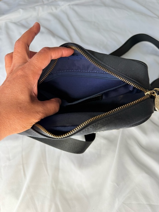 MOSCHINO Nylon Canvas Waist Pouch Shoulder Bag Black Gold Logo Used From Japan - Picture 5 of 8